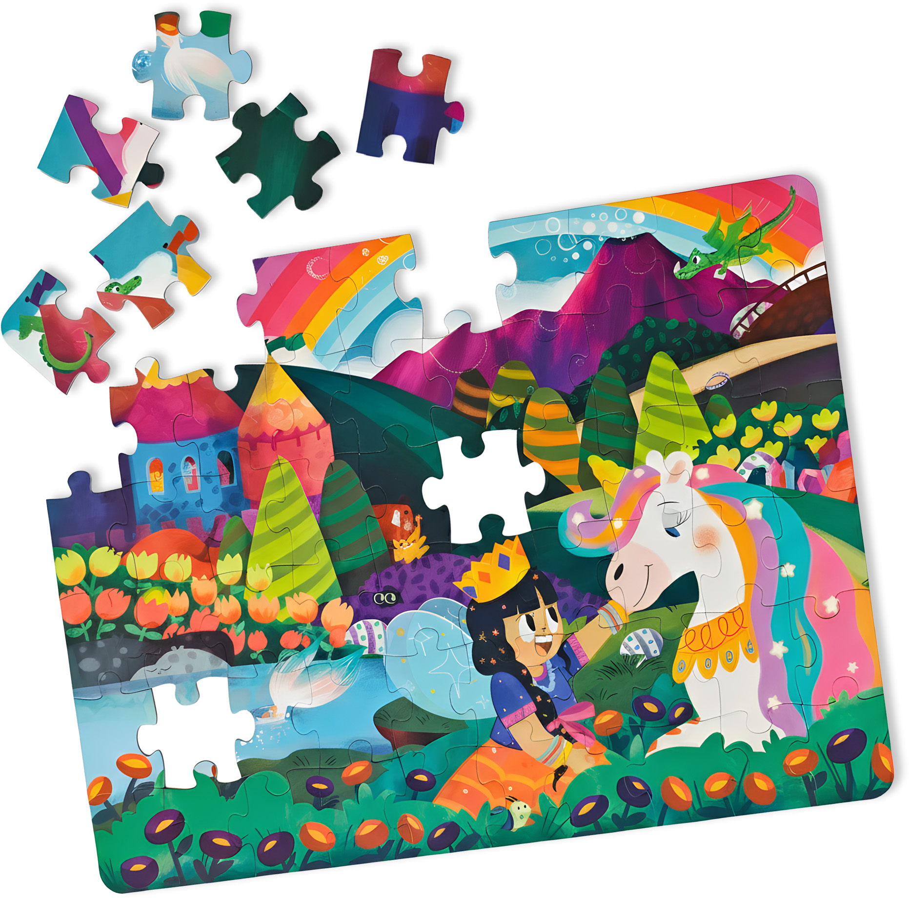 Unicorn Jigsaw Puzzle | 60 Pieces + 10 Seek Cards | Gifts for Boys and Girls Ages 4-8 | BIS Approved | Made in India